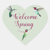 Hummingbird Welcome Spring Herz-Aufkleber (Vorderseite)
