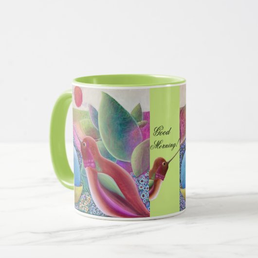 Hummingbird Whimsical Art Tasse (Vorderseite Links)
