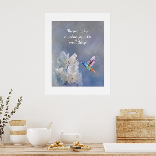 Hummingbird White Blume Print Quote Poster (Küche)
