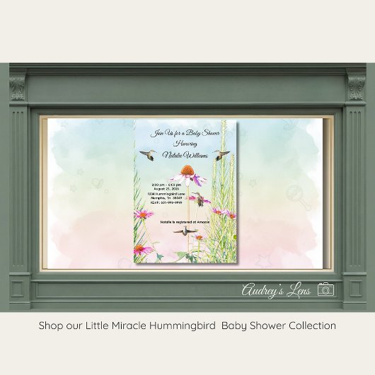 Hummingbird & Wildflower Baby Shower Einladung