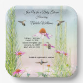 Hummingbird & Wildflower Baby Shower Pappteller (Vorderseite)