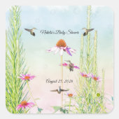 Hummingbird & Wildflower Baby Shower Quadratischer Aufkleber (Vorderseite)