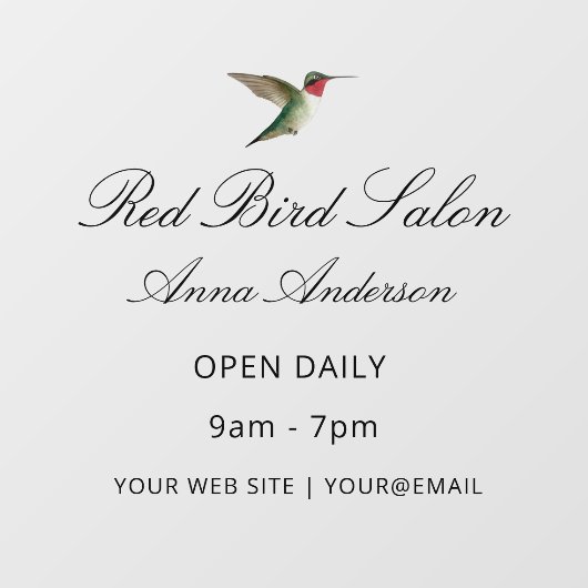 Hummingbird Window Cloning Fensteraufkleber (Blatt)