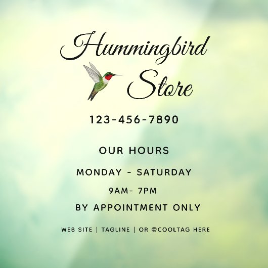 Hummingbird Window Cloning Fensteraufkleber (Blatt 3)