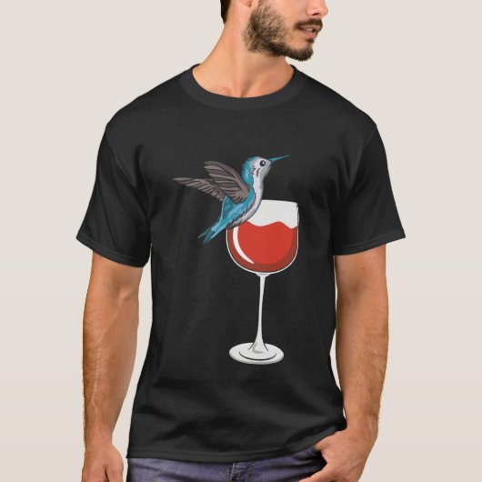 Hummingbird Wine Drinking Birdwatching T-Shirt (Vorderseite)
