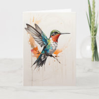 Hummingbird Wings Spread Splash Art Blank