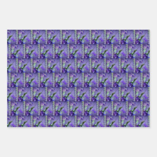 Hummingbird with hydrangeas, Rosen, Purple back wr Geschenkpapier Set (Vorderseite 3)