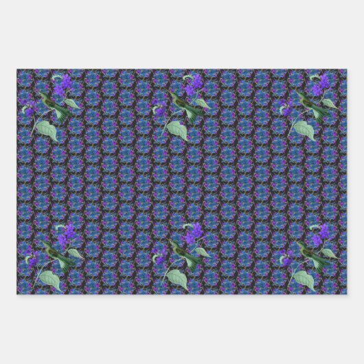 Hummingbird with hydrangeas, Rosen, Purple back wr Geschenkpapier Set (Vorderseite 2)