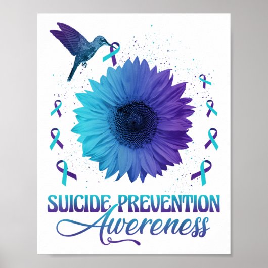 Hummingbird With Sunflower Suicide Prevention Awar Poster (Vorne)