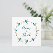 Hummingbird Wreath Wedding Dankeschön Karte (Stehend Vorderseite)