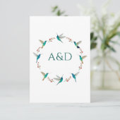 Hummingbird Wreath Wedding RSVP Card Einladung (Stehend Vorderseite)