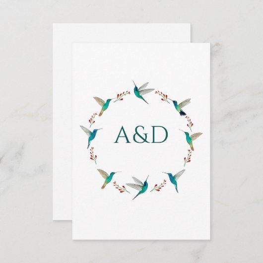 Hummingbird Wreath Wedding RSVP Card Einladung (Vorne/Hinten)