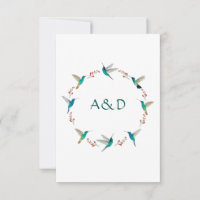 Hummingbird Wreath Wedding RSVP Card