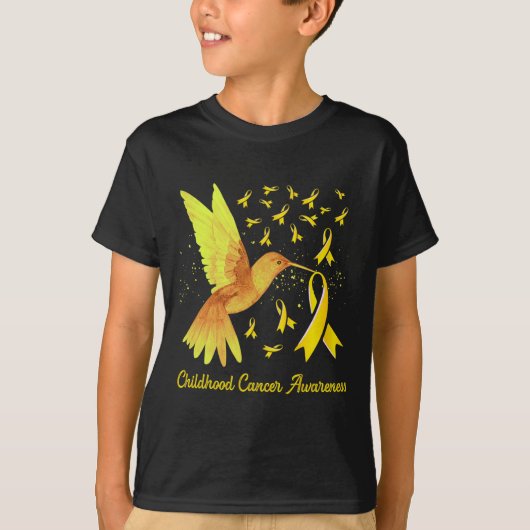 Hummingbird Yellow Gold Childhood Cancer Awareness T-Shirt (Vorderseite)