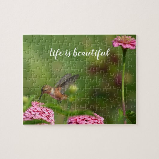 Hummingbird Zinnia Blume Garden Puzzle (Horizontal)