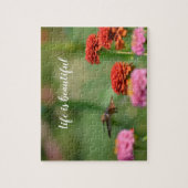 Hummingbird Zinnia Blume Puzzle (Vertikal)