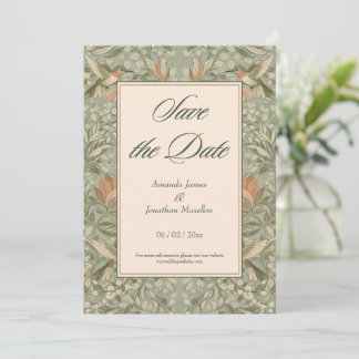 Hummingbirds and Flowers Art Nouveau Save the Date Einladung