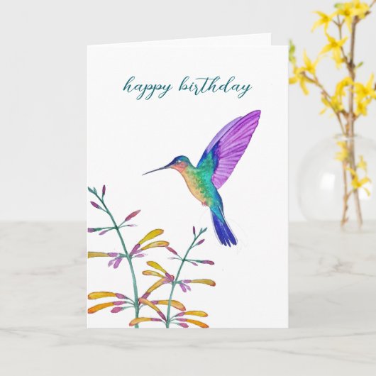 Hummingbirds and Flowers Karte (Gelbe Blume)