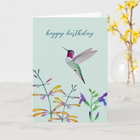 Hummingbirds and Flowers Karte (Gelbe Blume)