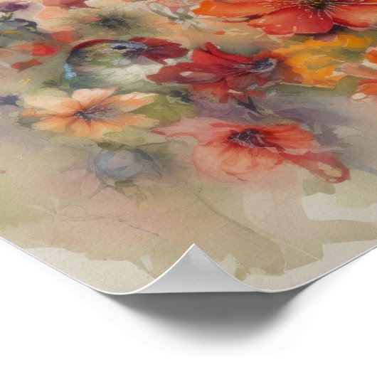 Hummingbirds Aquarell Art Print Poster (Ecke)