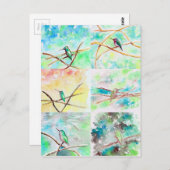 Hummingbirds Aquarellbilder Postkarte (Vorne/Hinten)