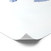 Hummingbirds Blau und Weiß Elegante Blumenkunst Poster (Ecke)