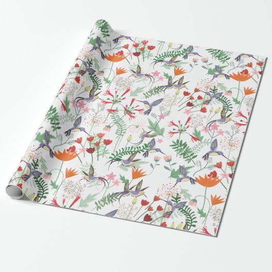 Hummingbirds Blume Muster Geschenkpapier (Ungerollt)