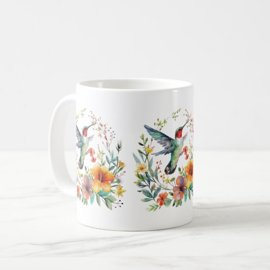 Hummingbirds Blume Muster Kaffeetasse (Vorderseite Links)