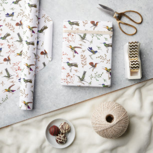 Hummingbirds Blumenfarbener Vogelbeobachter Geschenkpapier