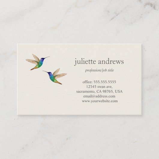 Hummingbirds Business Card Visitenkarte (Vorderseite)