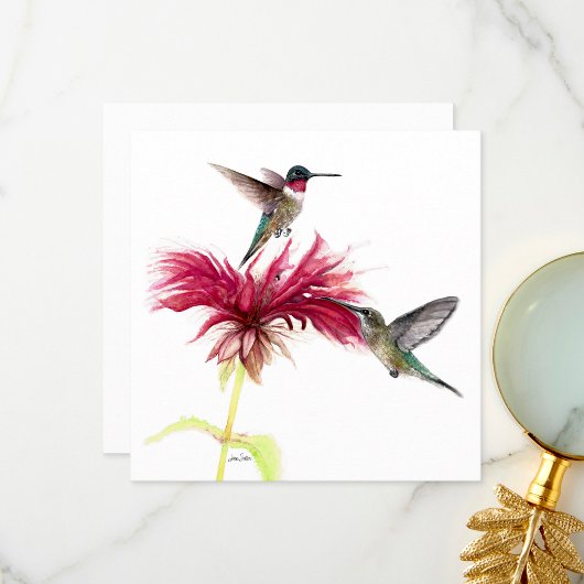 Hummingbirds Floral Watercolor Dankeskarte