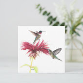 Hummingbirds Floral Watercolor Dankeskarte (Stehend Vorderseite)