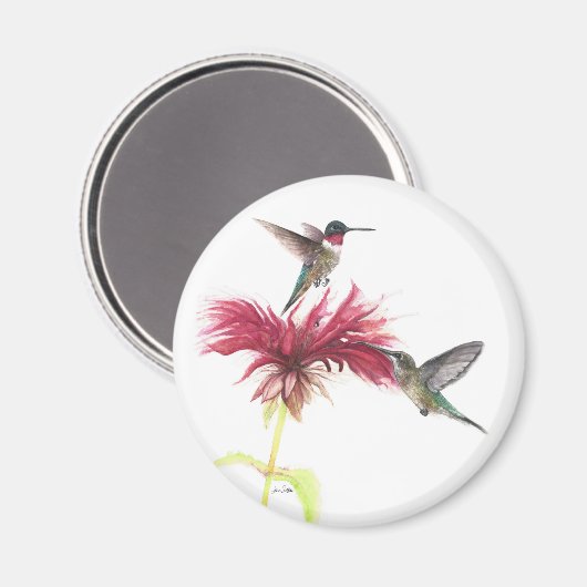 Hummingbirds Floral Watercolor Magnet (Vorderseite/Rückseite)