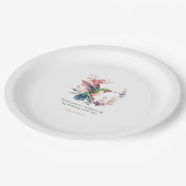Hummingbirds Floral Wreath Birthday Party Pappteller (Schrägansicht)