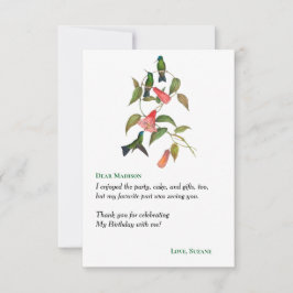 Hummingbirds Floral Wreath Bithday Party Dankeskarte