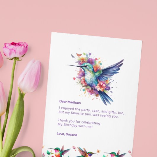 Hummingbirds Floral Wreath Bithday Party Vielen Da Dankeskarte