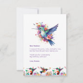 Hummingbirds Floral Wreath Bithday Party Vielen Da Dankeskarte (Vorderseite)
