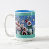 HUMMINGBIRDS FLOWERS FENCE Two-Tone COFFEE MUG Zweifarbige Tasse (Links)