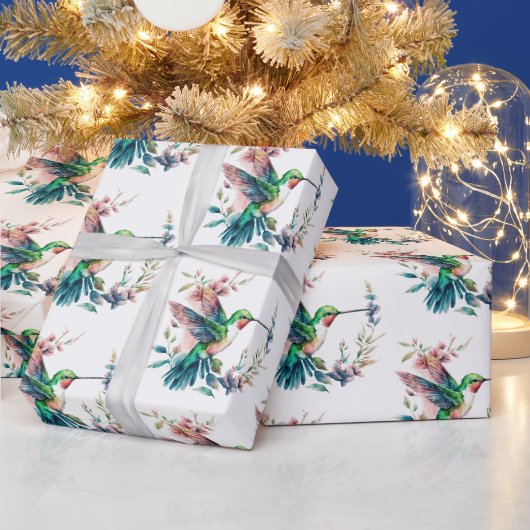 Hummingbirds Flowers Pattern Geschenkpapier (Feiertage)