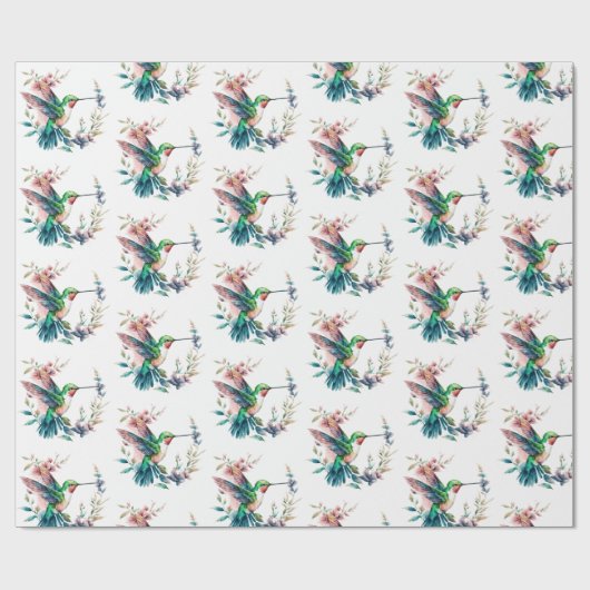 Hummingbirds Flowers Pattern Geschenkpapier (Flach)