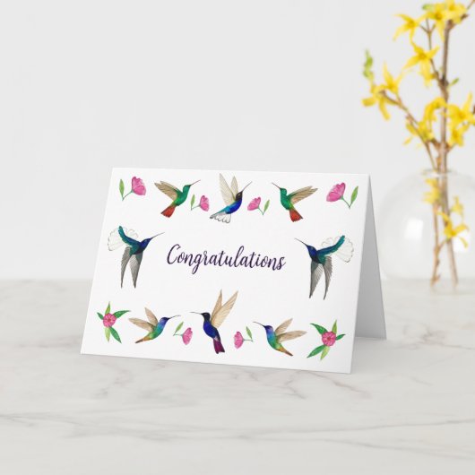 Hummingbirds Glückwunsch Karte (Gelbe Blume)