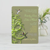 Hummingbirds Golden Limon Tree Wedding Einladung (Stehend Vorderseite)
