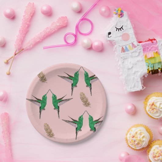 Hummingbirds Goldene Federn Pappteller (Party)