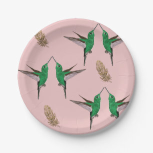 Hummingbirds Goldene Federn Pappteller