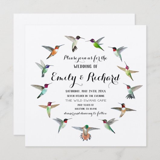 Hummingbirds Hochzeit Einladung (Vorne/Hinten)