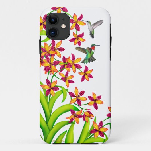 Hummingbirds in Candy Lily Blume iPhone Case (Rückseite)