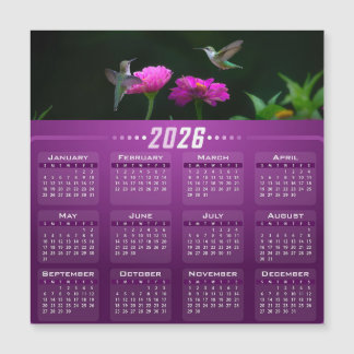 Hummingbirds In Garden Magnetic Calendar Card Magnetkarte
