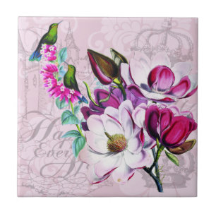 Hummingbirds Magnolias Keramik Tile Fliese