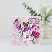 Hummingbirds Magnolias Square Hochzeit Einladung (Stehend Vorderseite)