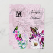 Hummingbirds Magnolias Wedding RSVP Card (Vorne/Hinten)